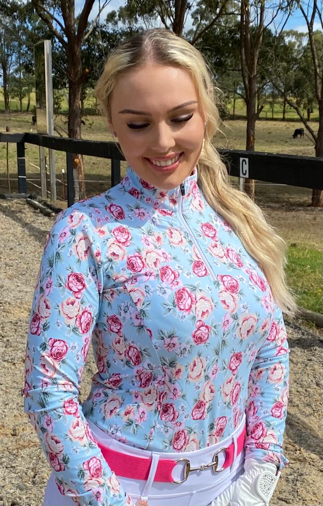 Long Sleeve Floral Shirt  Designed by The Dressage Diva THE COURTNEY